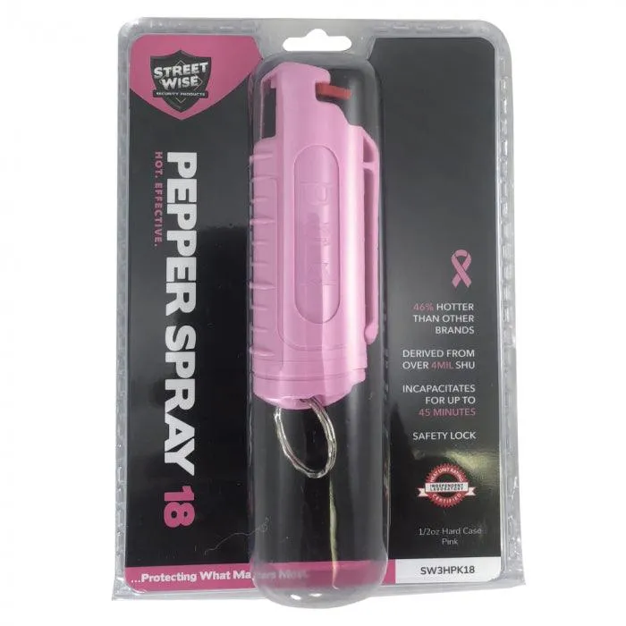 15) 1/2 oz Streetwise Black & Pink Hard-Case 18% Pepper Spray with Counter Display Option