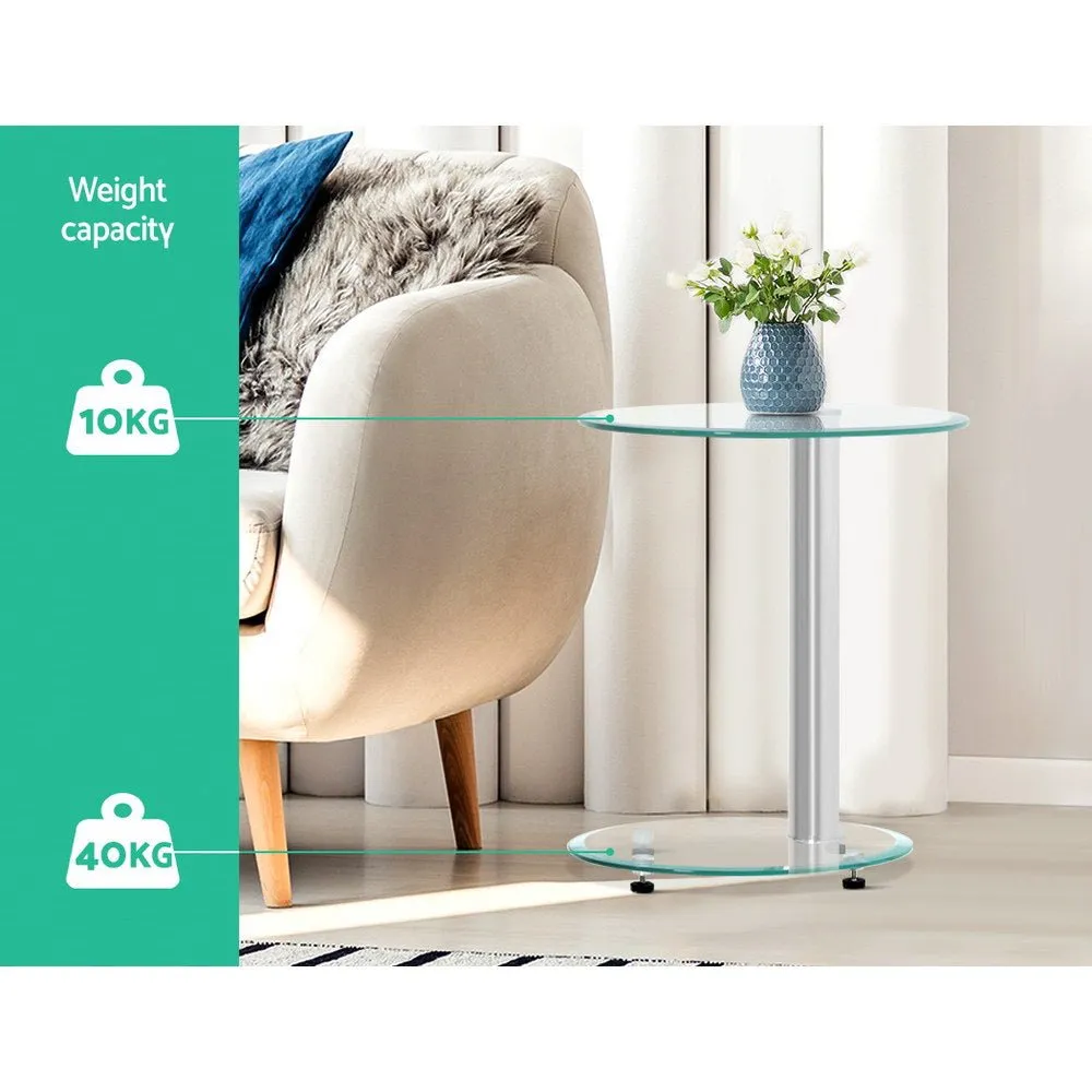 2 Tier Glass Side Table