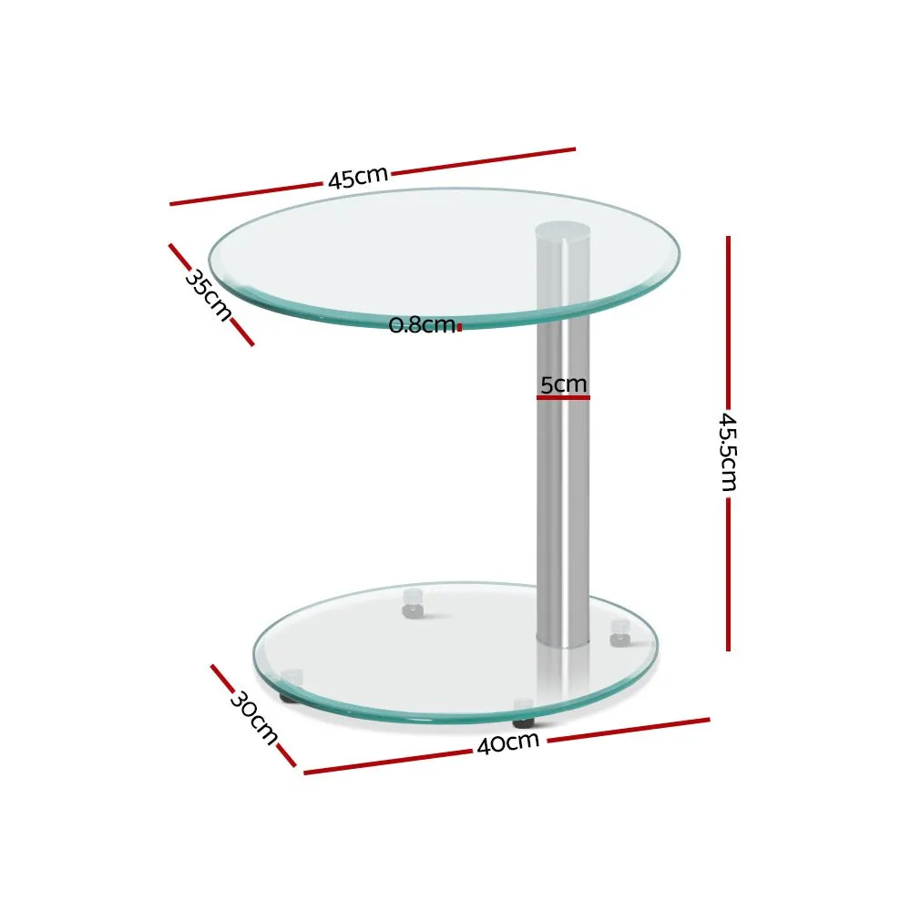 2 Tier Glass Side Table