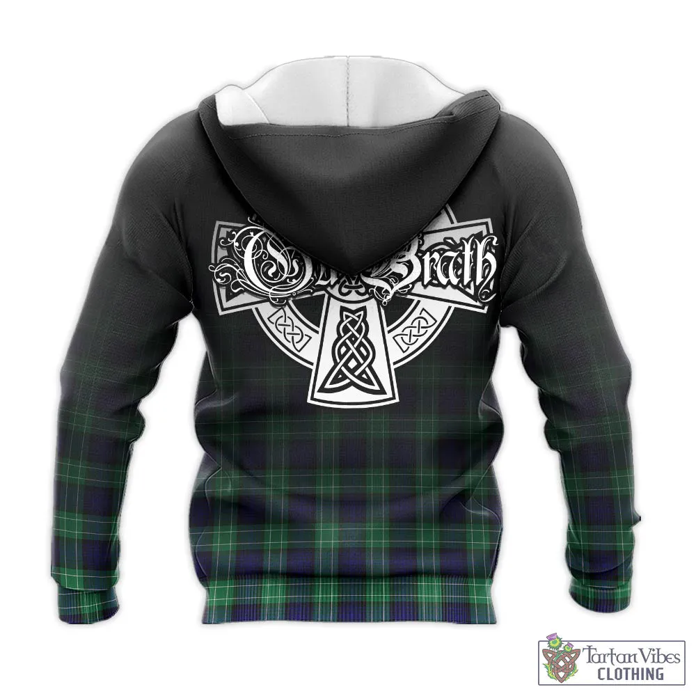 Abercrombie Tartan Knitted Hoodie Featuring Alba Gu Brath Family Crest Celtic Inspired