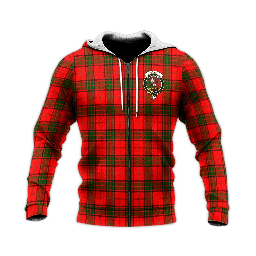 Adair Tartan Knitted Hoodie with Family Crest