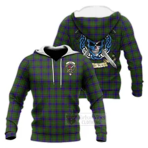 Adam Tartan Knitted Hoodie with Family Crest Celtic Skull Style