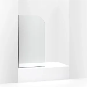 Aerie 57" Clear Curved Glass Bath Screen in Bright Polished Silver