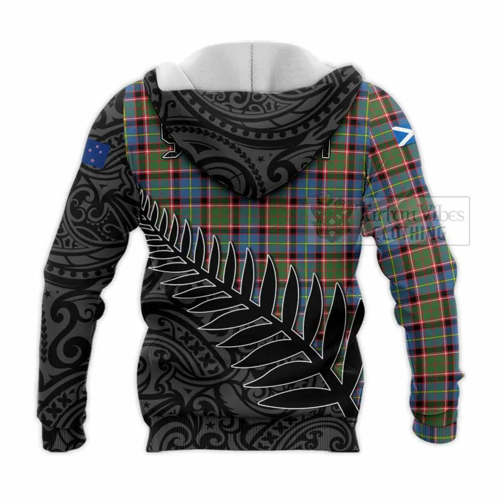 Aikenhead Crest Tartan Knitted Hoodie with New Zealand Silver Fern Half Style