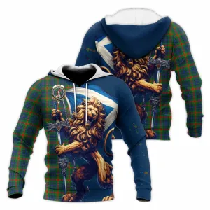 Aiton Tartan Family Crest Knitted Hoodie with Scottish Majestic Lion