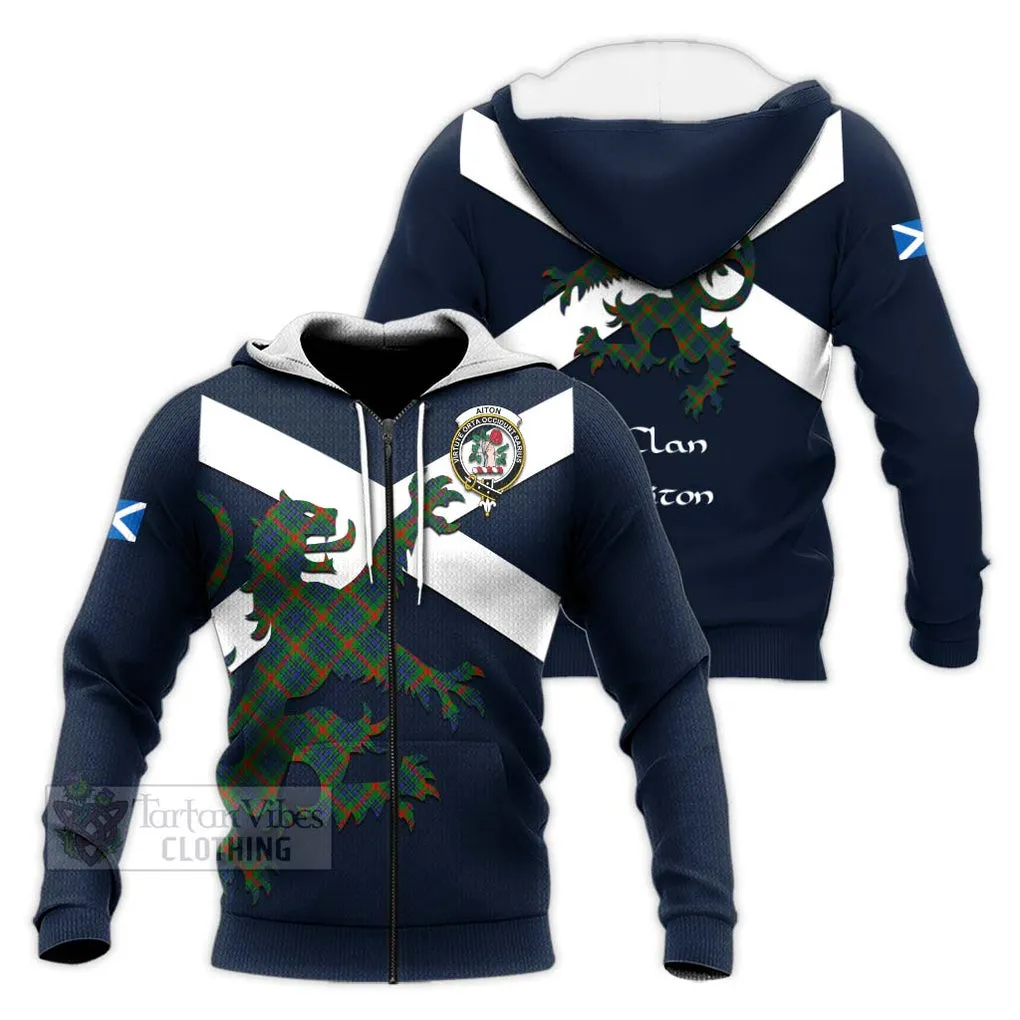 Aiton Tartan Lion Rampant Knitted Hoodie Proudly Display Your Heritage with Alba Gu Brath and Clan Name