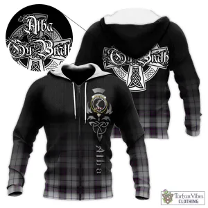 Alexander of Menstry Dress Tartan Knitted Hoodie Featuring Alba Gu Brath Family Crest Celtic Inspired