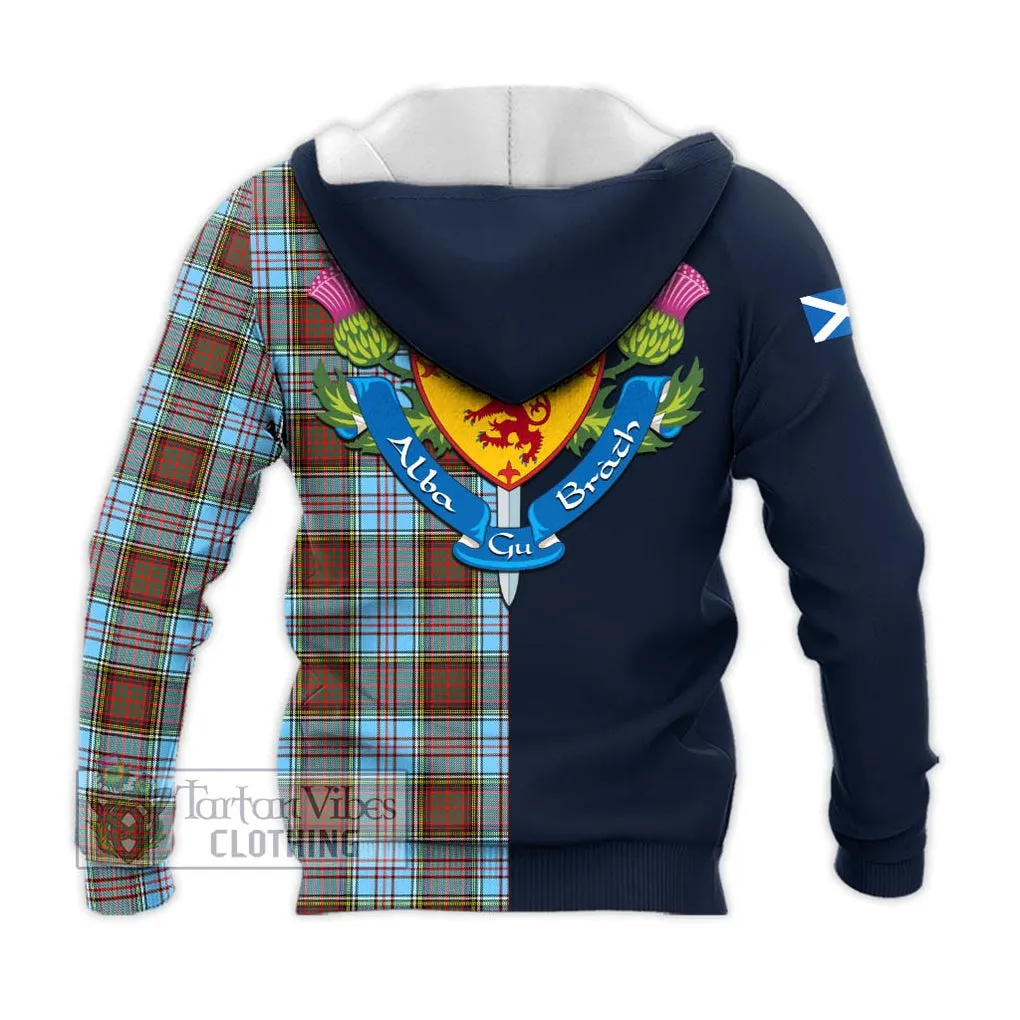 Anderson Ancient Tartan Knitted Hoodie Alba with Scottish Lion Royal Arm Half Style