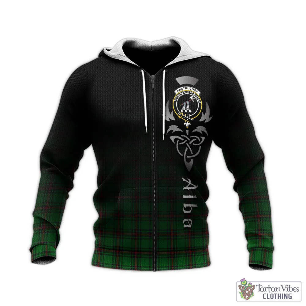 Anstruther Tartan Knitted Hoodie Featuring Alba Gu Brath Family Crest Celtic Inspired