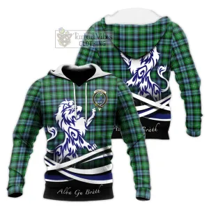 Arbuthnot Ancient Tartan Knitted Hoodie with Alba Gu Brath Regal Lion Emblem