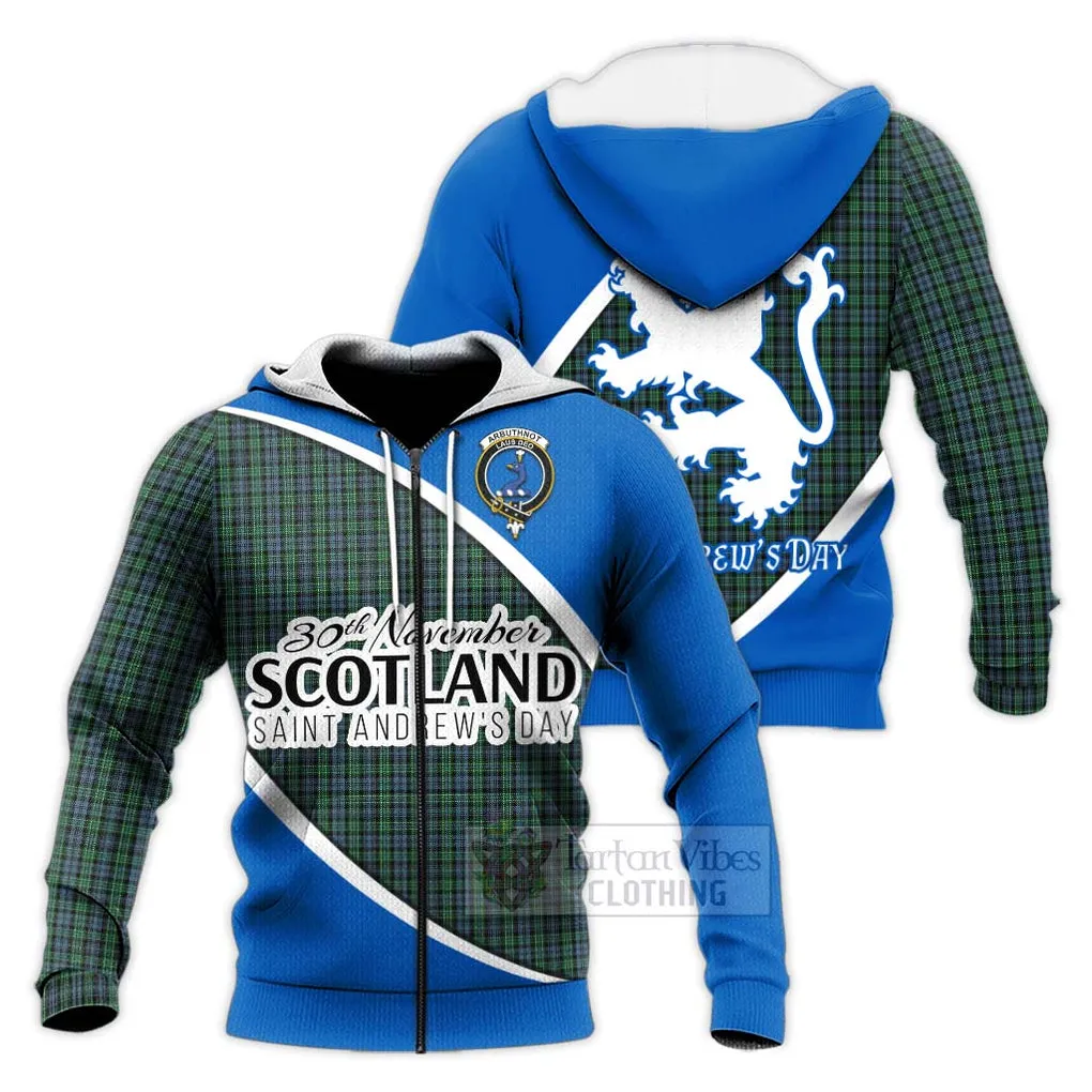 Arbuthnot Family Crest Tartan Knitted Hoodie Celebrate Saint Andrew's Day in Style