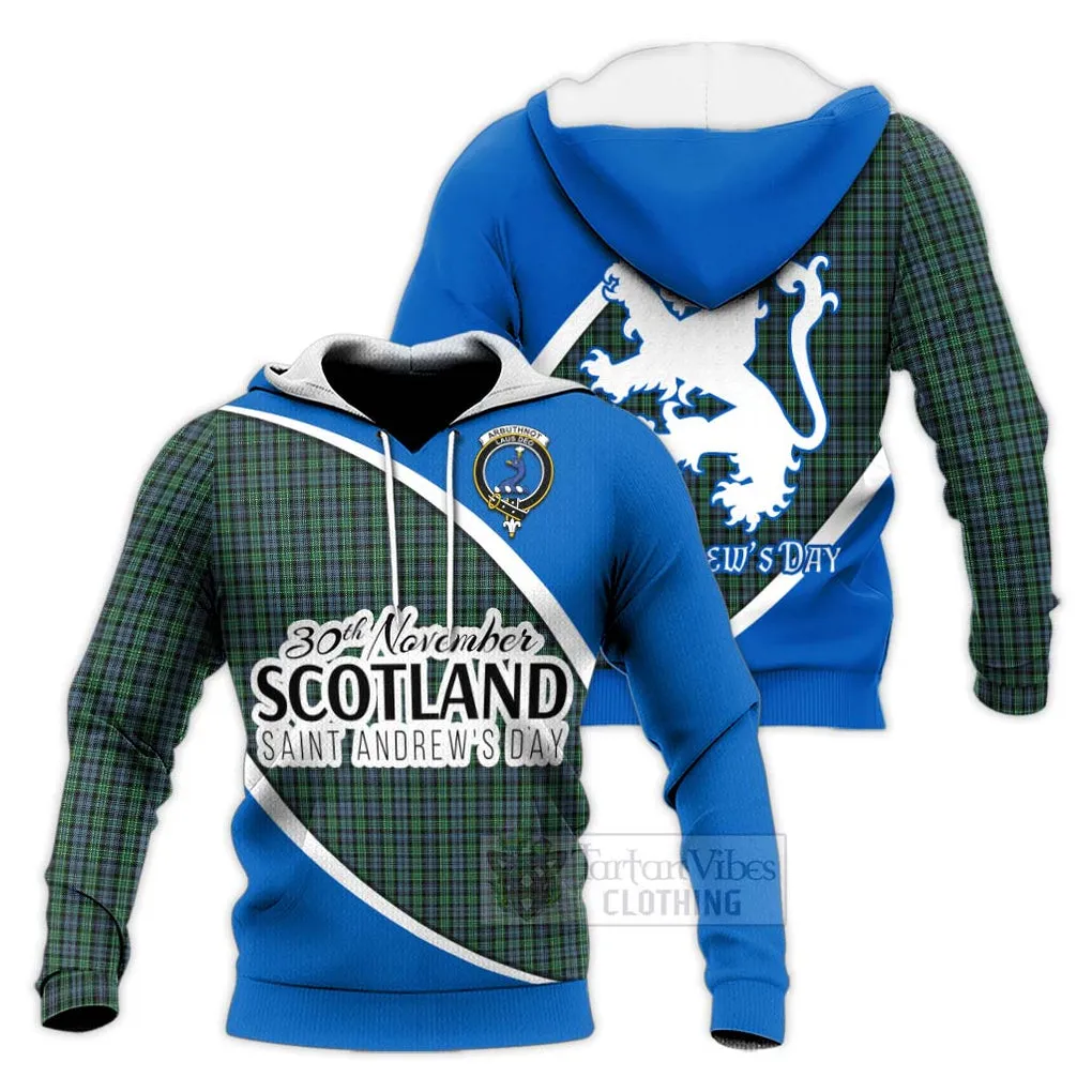 Arbuthnot Family Crest Tartan Knitted Hoodie Celebrate Saint Andrew's Day in Style