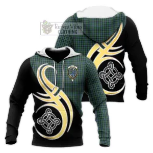 Arbuthnot Tartan Knitted Hoodie with Family Crest and Celtic Symbol Style