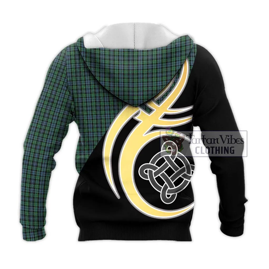 Arbuthnot Tartan Knitted Hoodie with Family Crest and Celtic Symbol Style