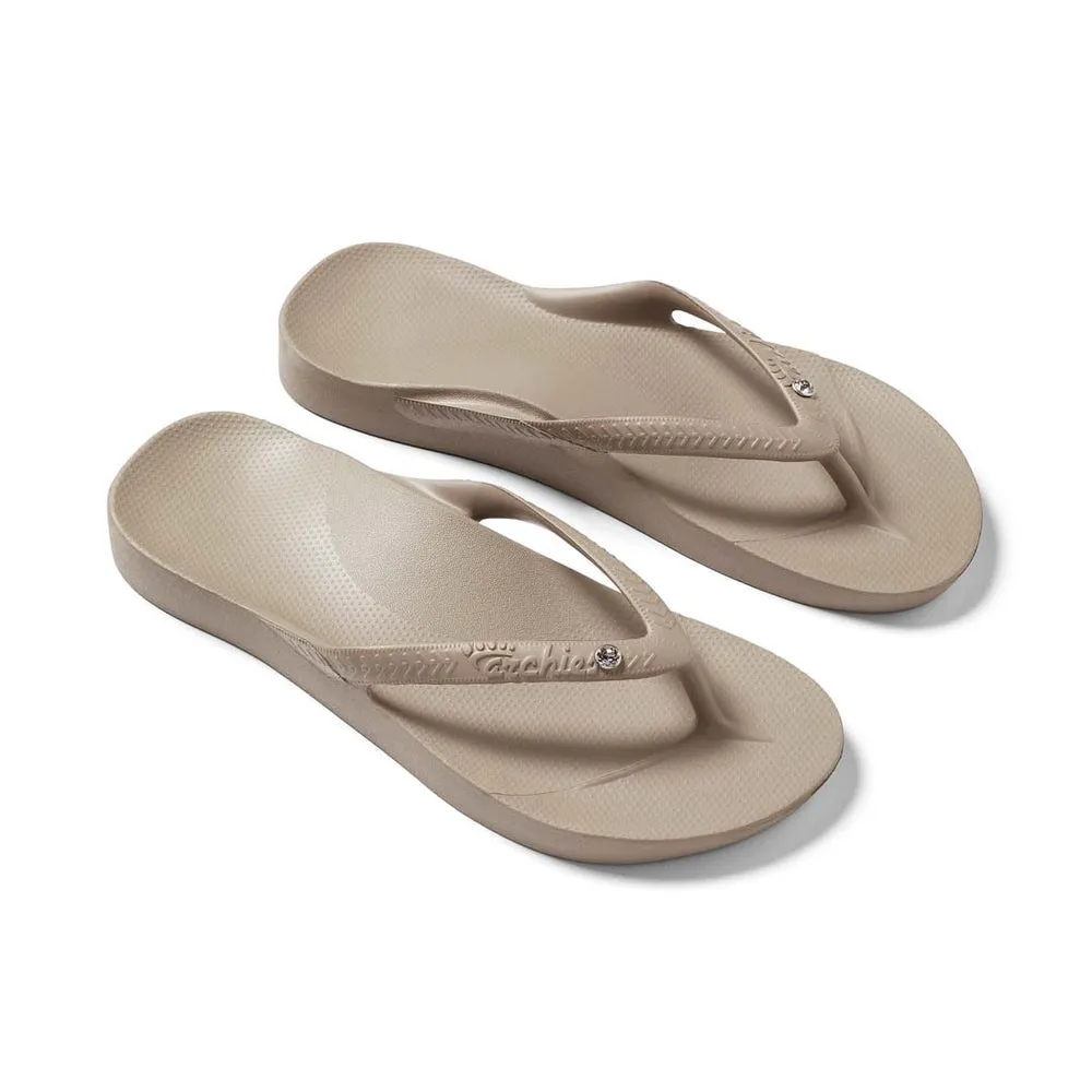 Archies Taupe Crystal Arch Support Thongs