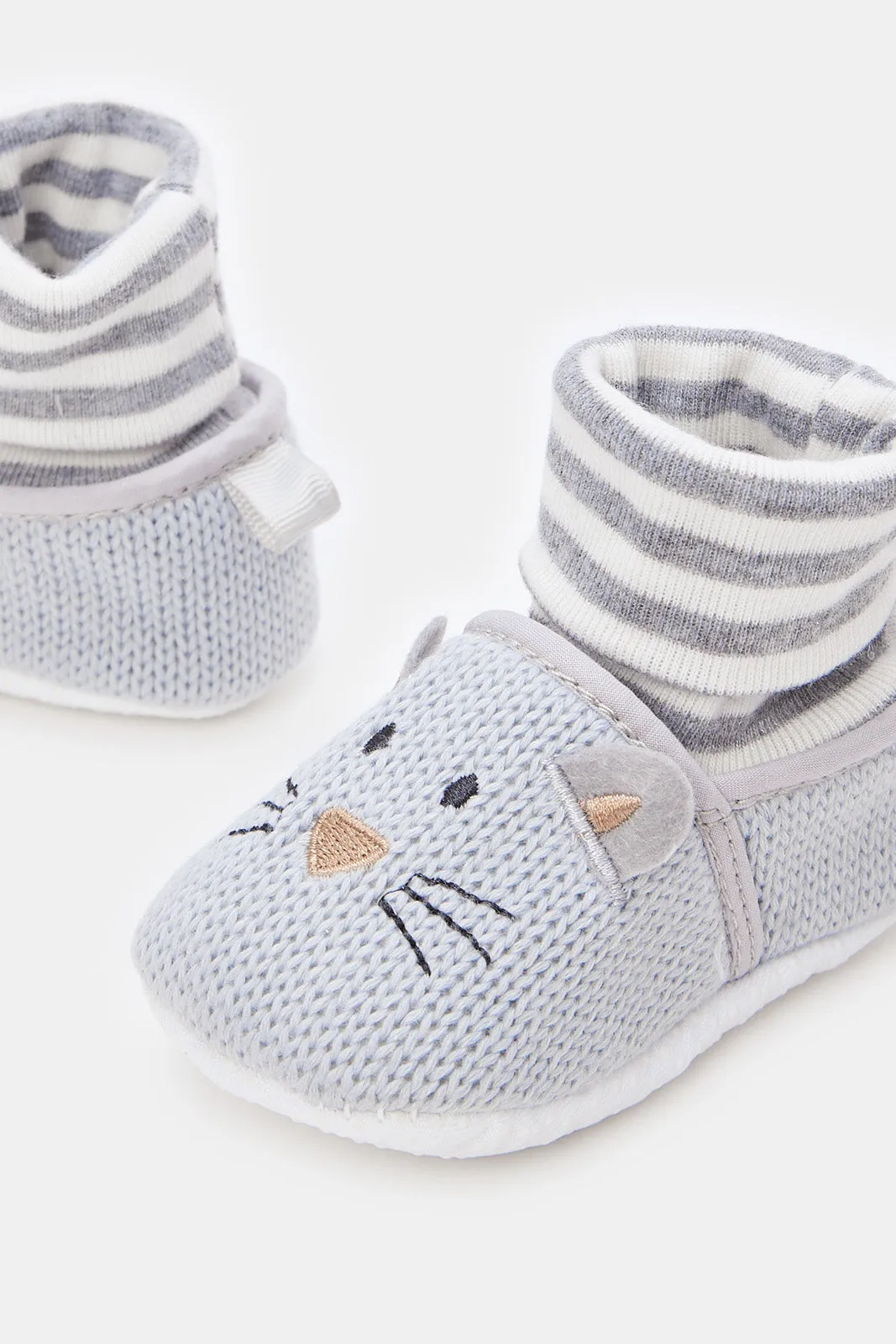 Baby Grey Cat Pram Shoes