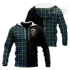 Baillie of Polkemmet Tartan Knitted Hoodie with Family Crest and Half Of Me Style