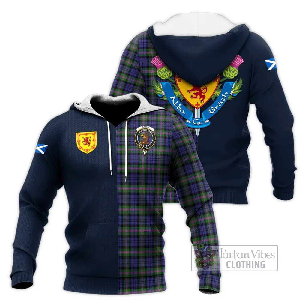 Baird Modern Tartan Knitted Hoodie Alba with Scottish Lion Royal Arm Half Style