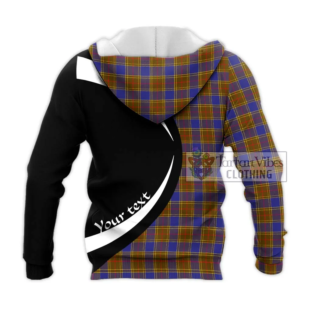 Balfour Tartan Knitted Hoodie with Family Crest Circle Style