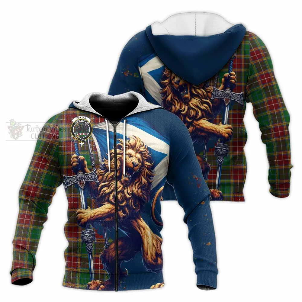 Baxter Tartan Family Crest Knitted Hoodie with Scottish Majestic Lion