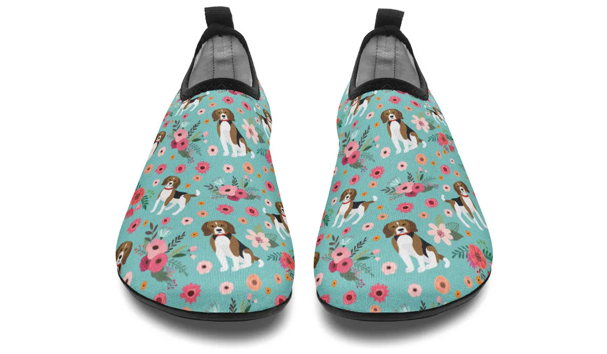 Beagle Flower Aqua Barefoot Shoes