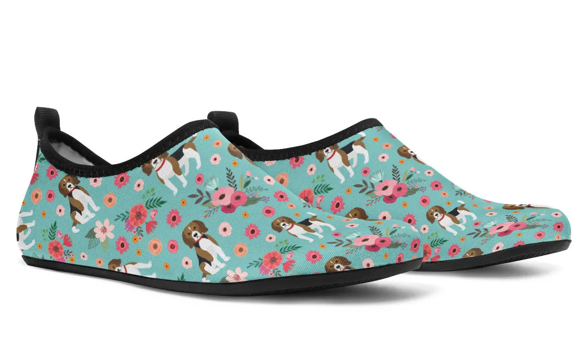 Beagle Flower Aqua Barefoot Shoes