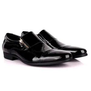 Billion Exquisite Italian Glossy Side Zip Designed Shoe - Black