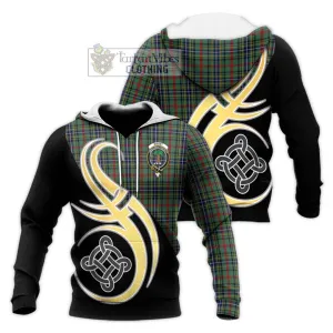 Bisset Tartan Knitted Hoodie with Family Crest and Celtic Symbol Style