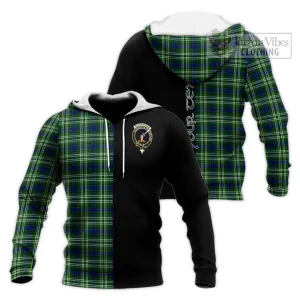 Blackadder Tartan Knitted Hoodie with Family Crest and Half Of Me Style