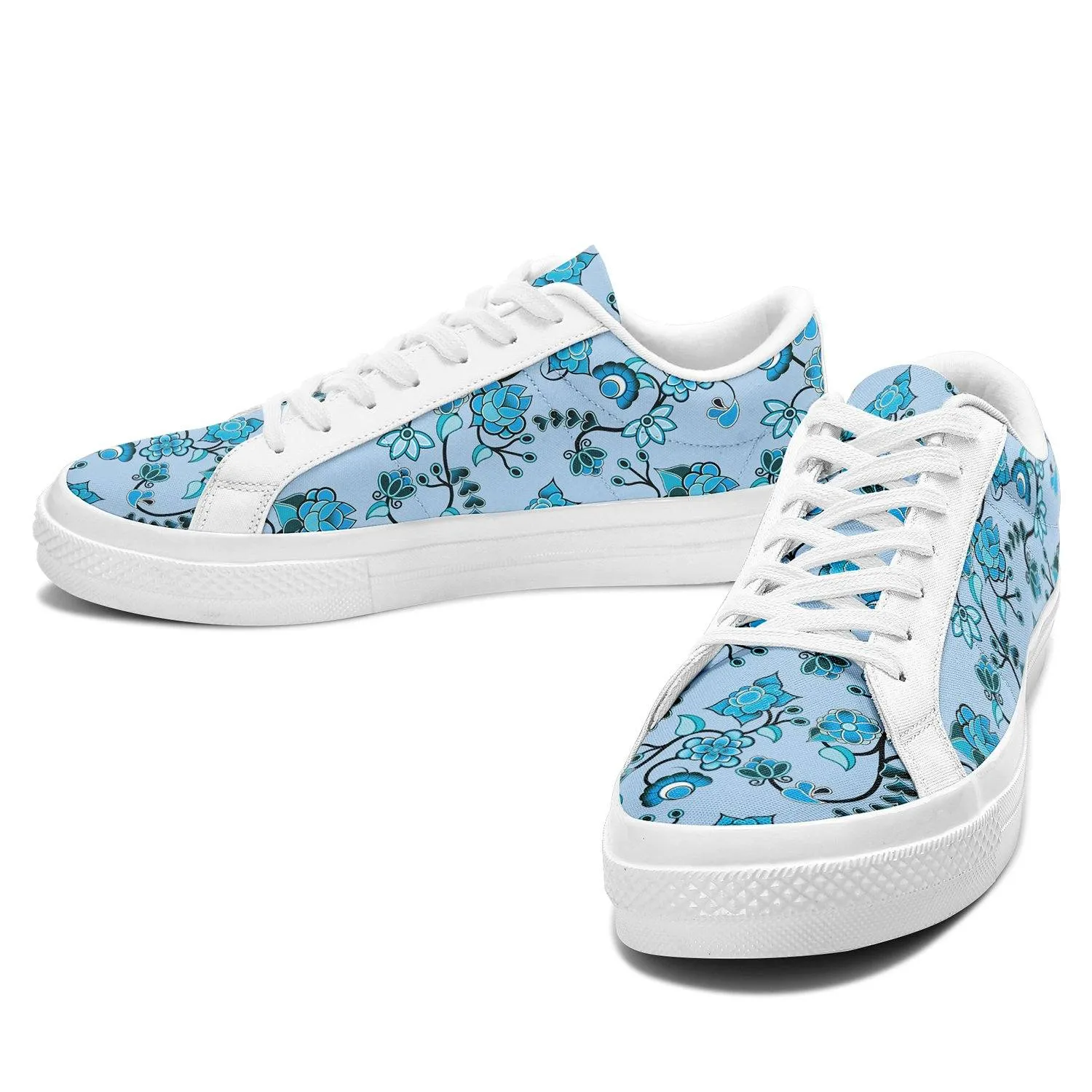 Blue Floral Amour Aapisi Low Top Canvas Shoes White Sole