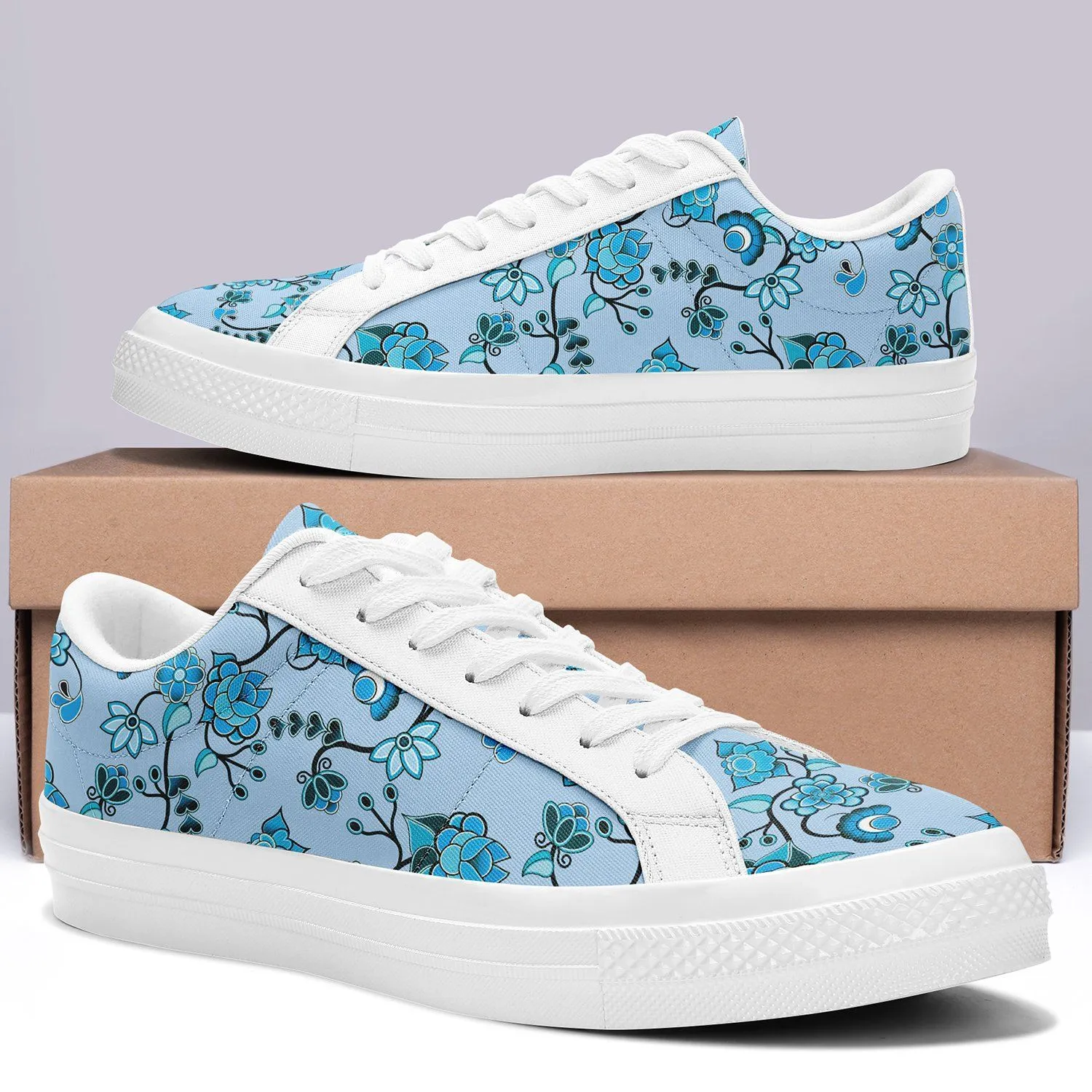 Blue Floral Amour Aapisi Low Top Canvas Shoes White Sole