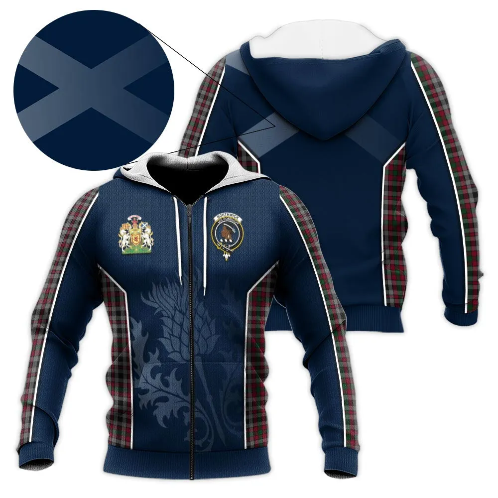 Borthwick Tartan Knitted Hoodie with Family Crest and Scottish Thistle Vibes Sport Style