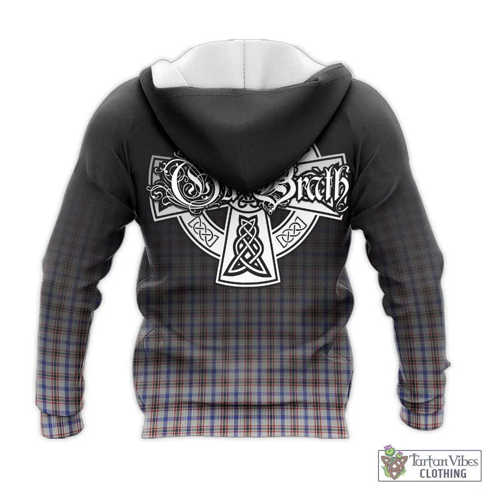 Boswell Tartan Knitted Hoodie Featuring Alba Gu Brath Family Crest Celtic Inspired