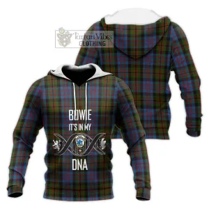 Bowie Tartan Knitted Hoodie with Family Crest DNA In Me Style