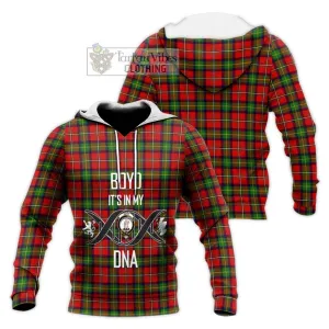 Boyd Tartan Knitted Hoodie with Family Crest DNA In Me Style