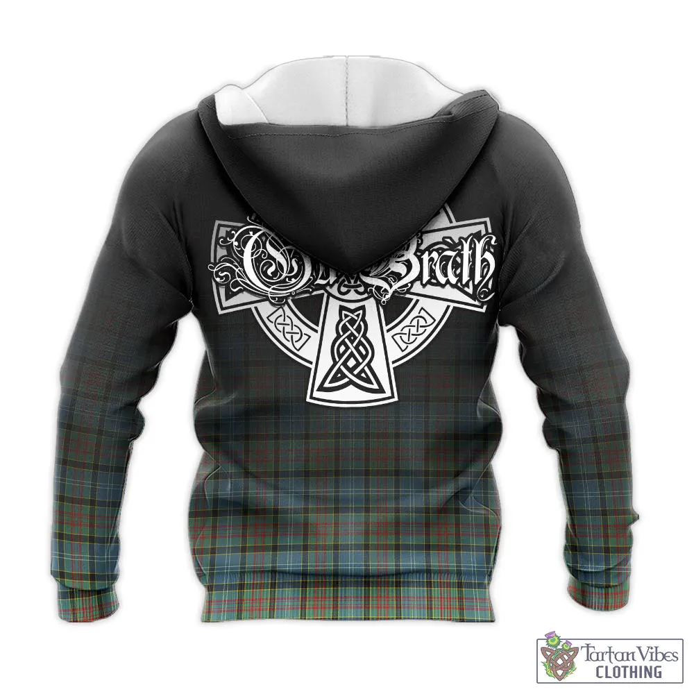 Brisbane Tartan Knitted Hoodie Featuring Alba Gu Brath Family Crest Celtic Inspired