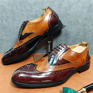 Brown Classic Design Brogue Style Shoes