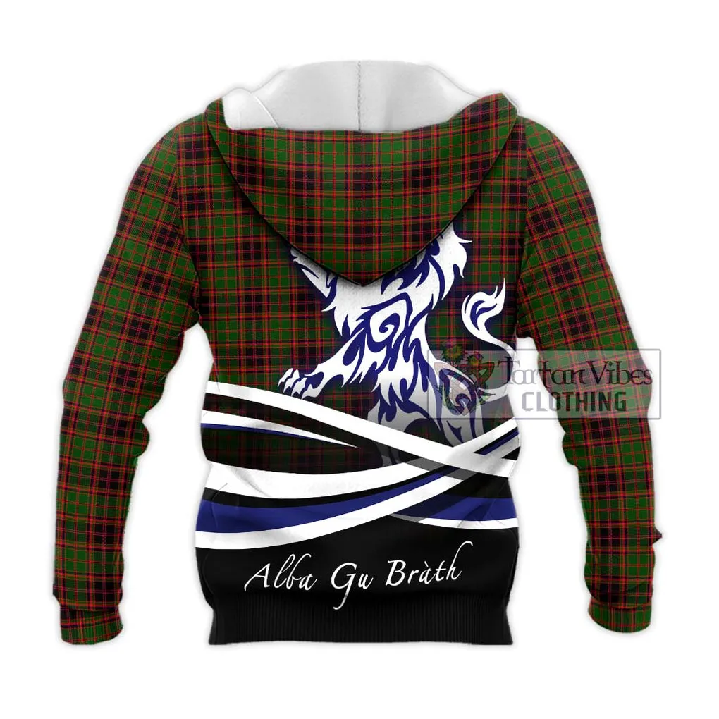 Buchan Tartan Knitted Hoodie with Alba Gu Brath Regal Lion Emblem