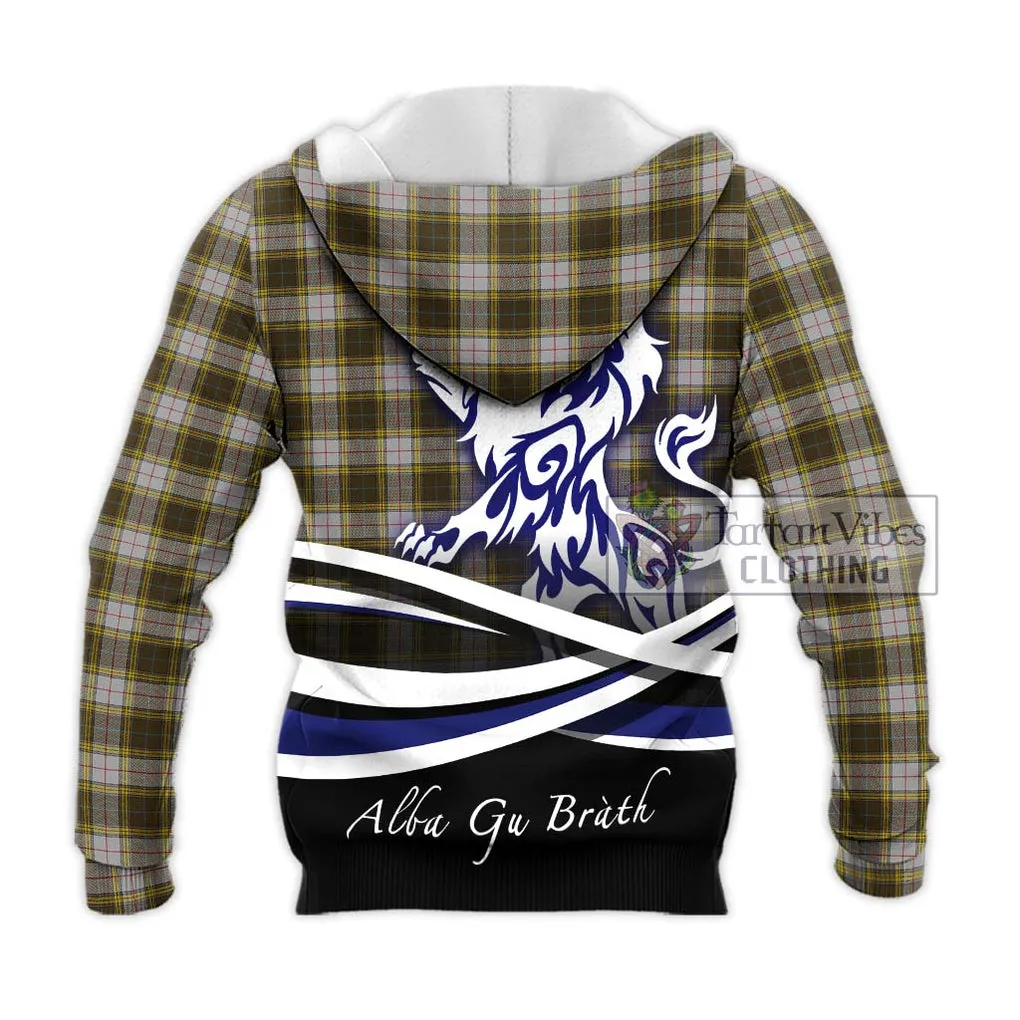 Buchanan Dress Tartan Knitted Hoodie with Alba Gu Brath Regal Lion Emblem