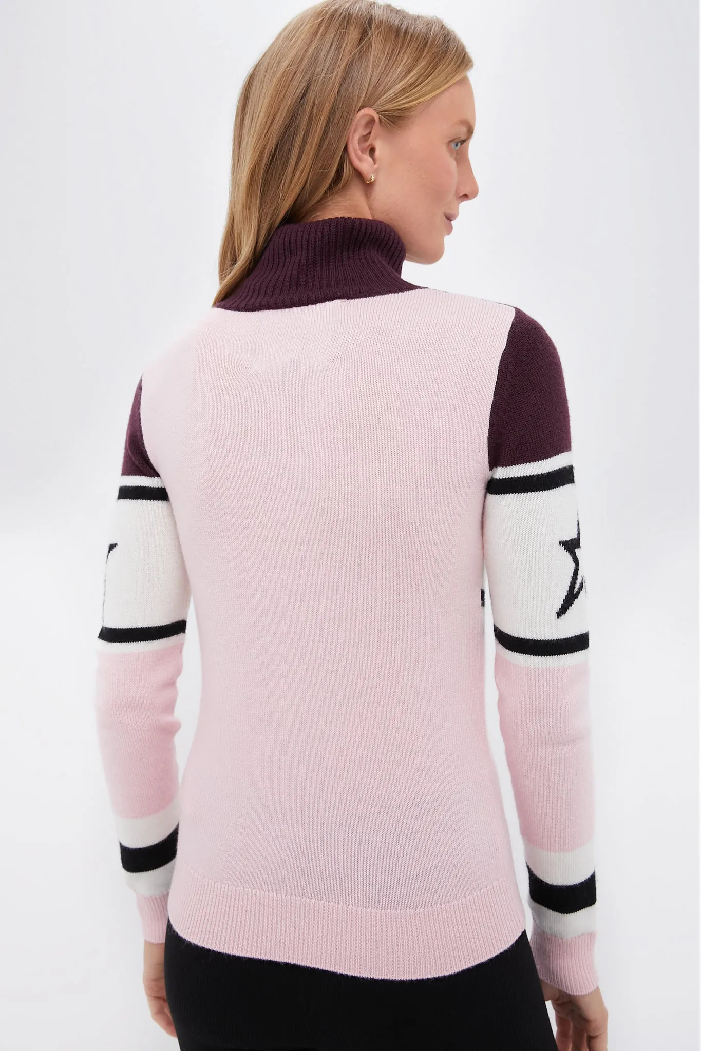 Burgundy and Petal Pink Ski Schild Sweater