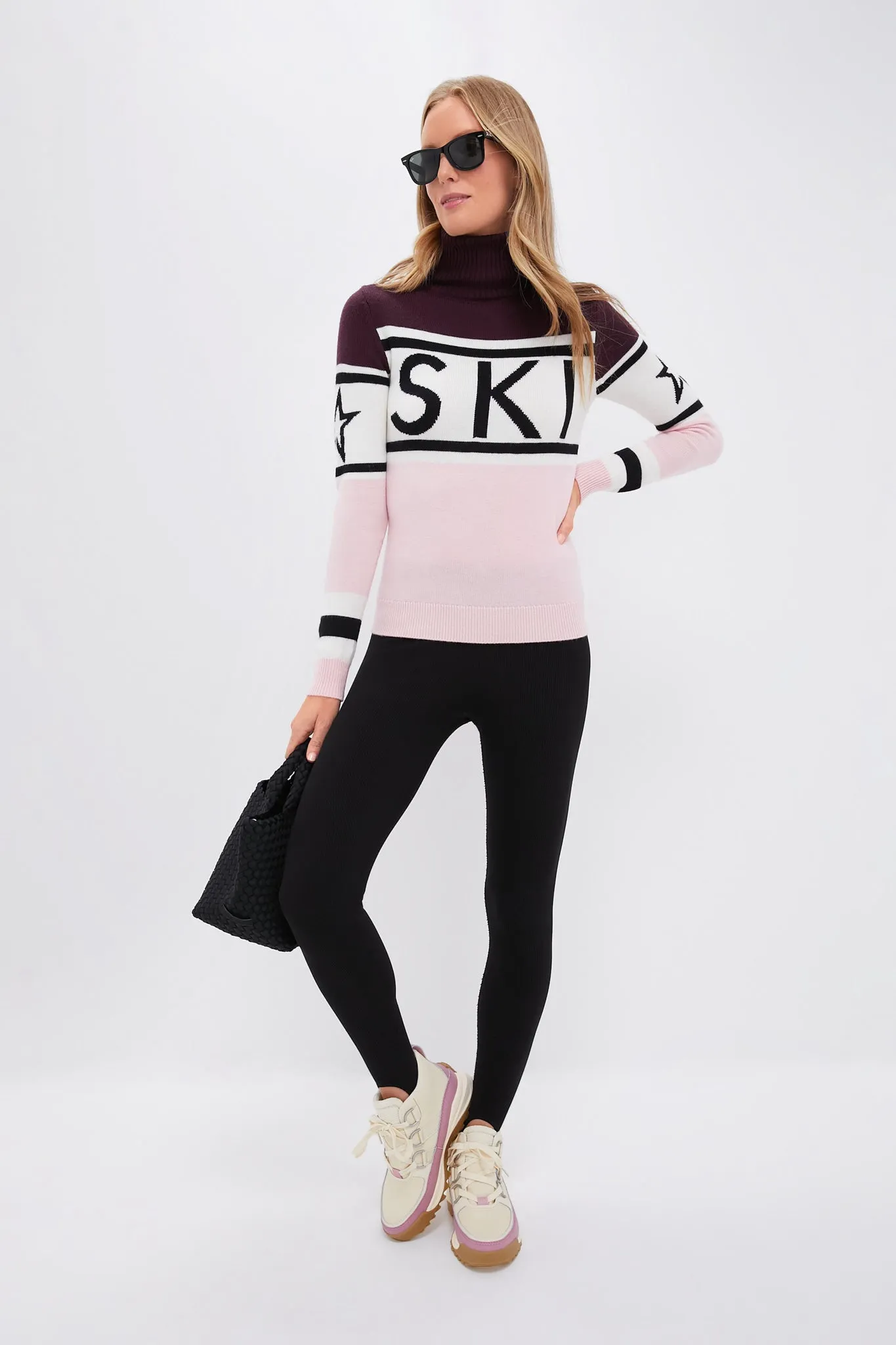 Burgundy and Petal Pink Ski Schild Sweater