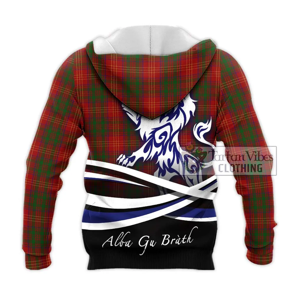 Burns Tartan Knitted Hoodie with Alba Gu Brath Regal Lion Emblem