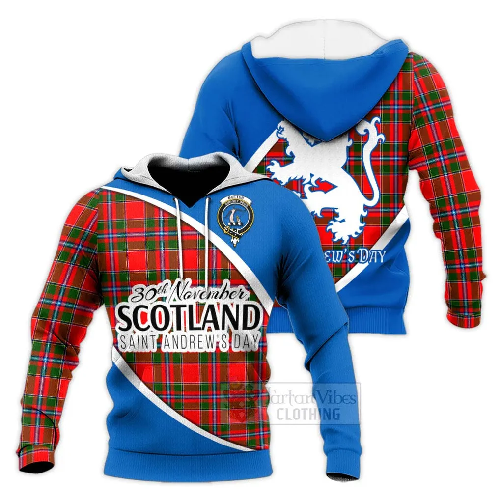 Butter Family Crest Tartan Knitted Hoodie Celebrate Saint Andrew's Day in Style