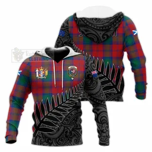 Byres (Byses) Crest Tartan Knitted Hoodie with New Zealand Silver Fern Half Style