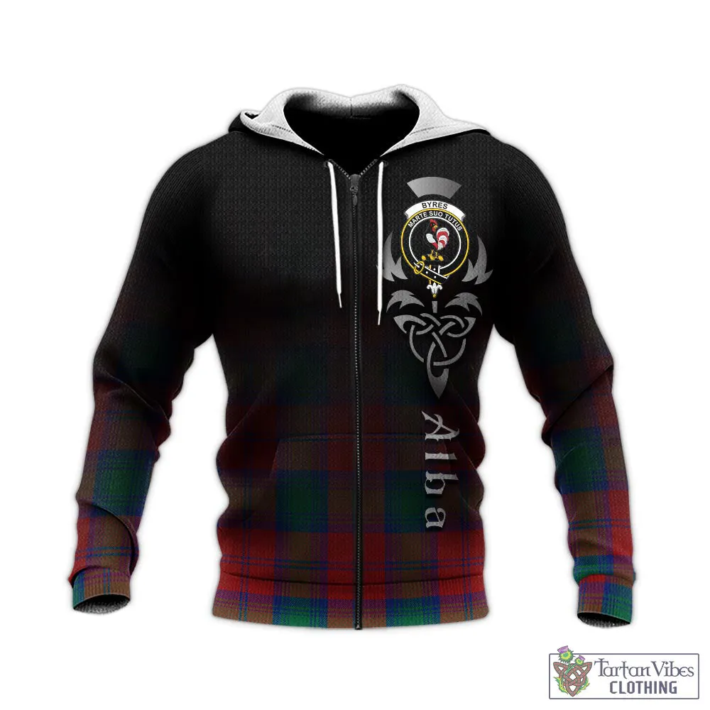 Byres (Byses) Tartan Knitted Hoodie Featuring Alba Gu Brath Family Crest Celtic Inspired