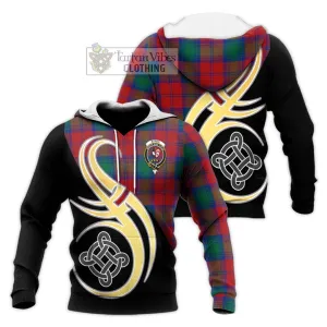 Byres (Byses) Tartan Knitted Hoodie with Family Crest and Celtic Symbol Style