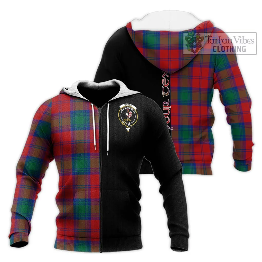 Byres (Byses) Tartan Knitted Hoodie with Family Crest and Half Of Me Style