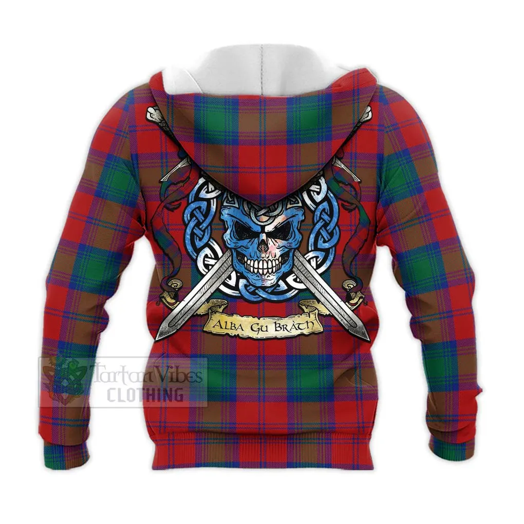 Byres (Byses) Tartan Knitted Hoodie with Family Crest Celtic Skull Style