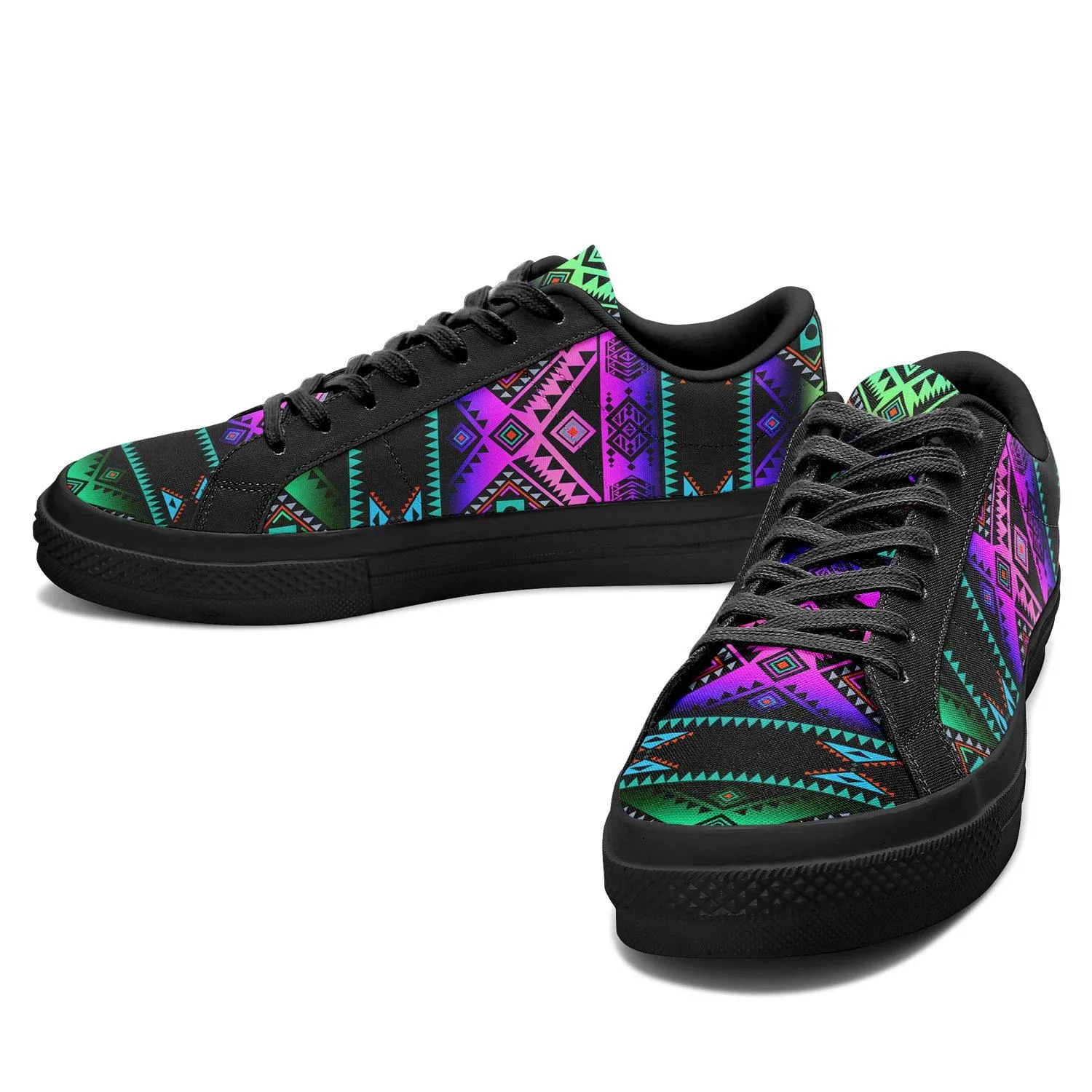 California Coast Sunrise Aapisi Low Top Canvas Shoes Black Sole