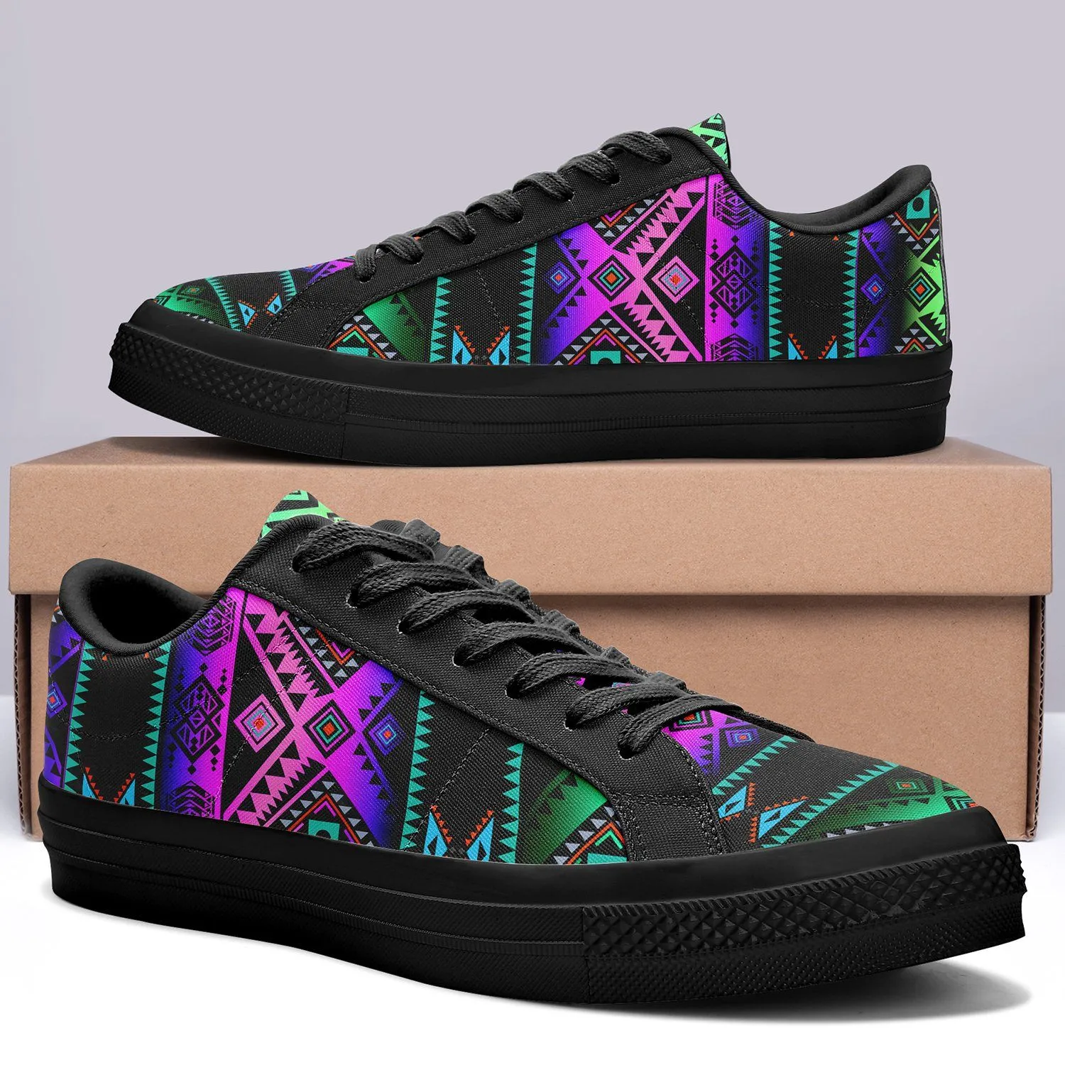 California Coast Sunrise Aapisi Low Top Canvas Shoes Black Sole